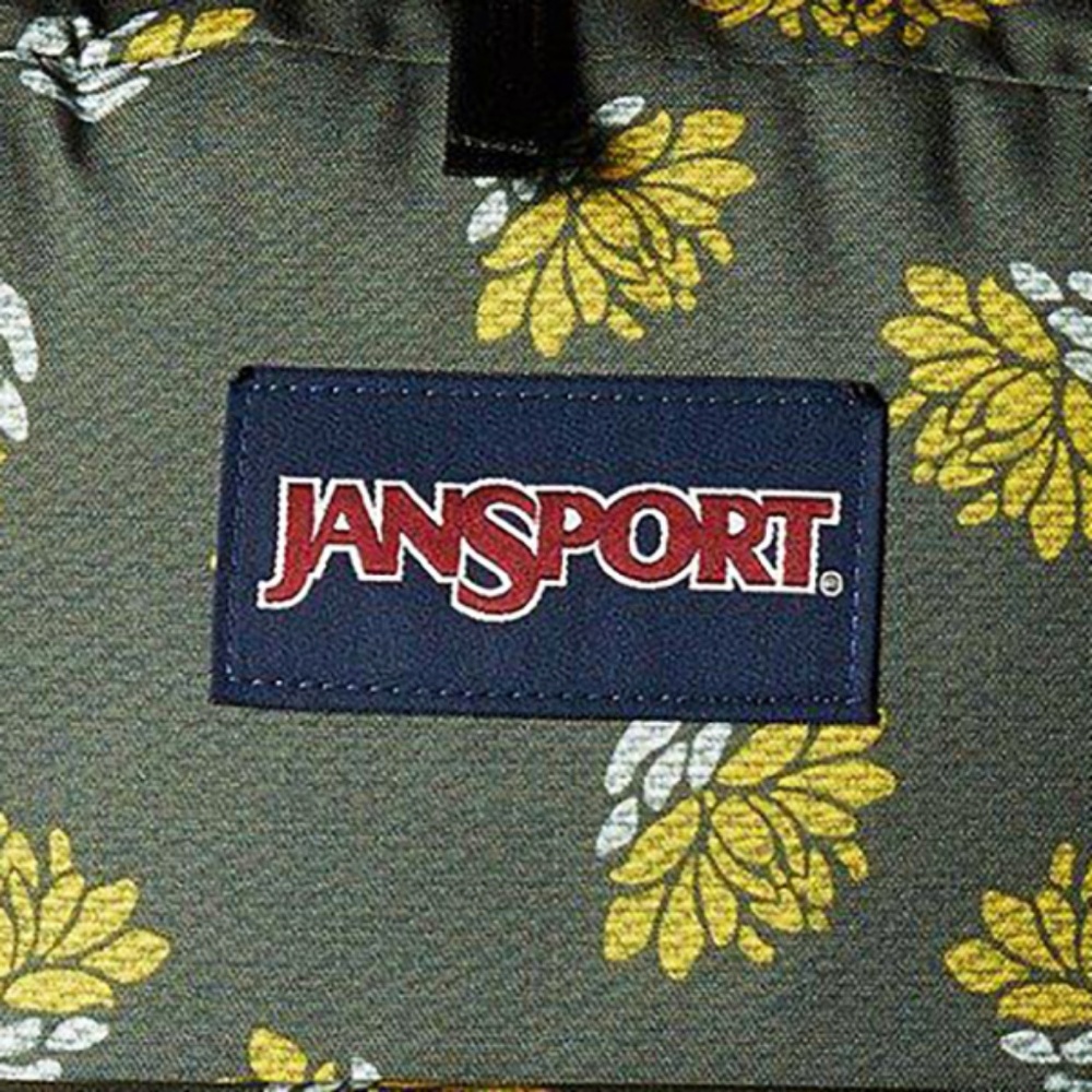 JanSport SuperBreak Muted Green & Yellow Lilly Flower Floral Print Backpack - Picture 2 of 6
